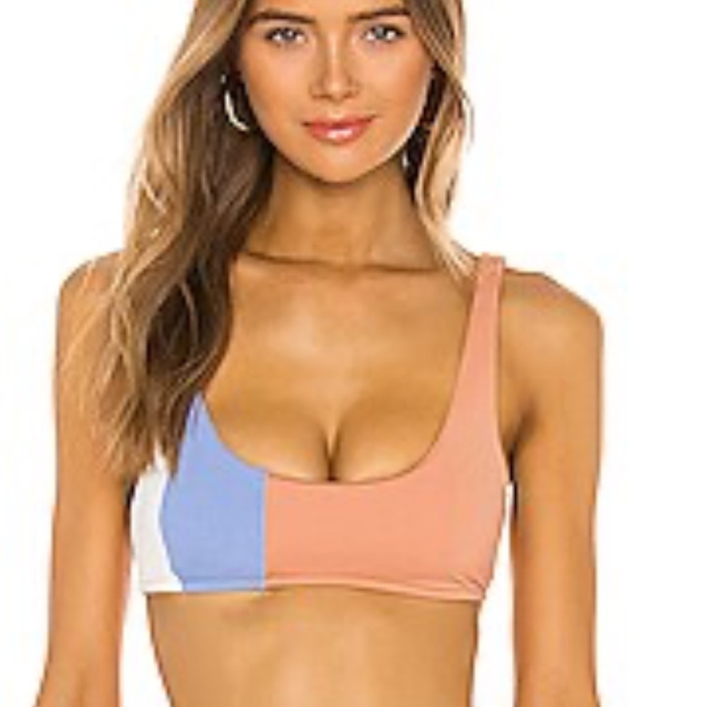 NWT L* Space Ibiza Bikini Top in Peri Blue, Cream & Chestnut